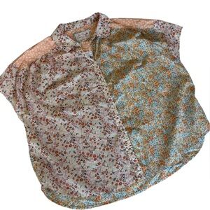American Eagle ladies flower cap sleeve button down blouse size Large NEW